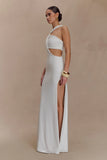 Lottie Slinky Maxi Dress With Split White