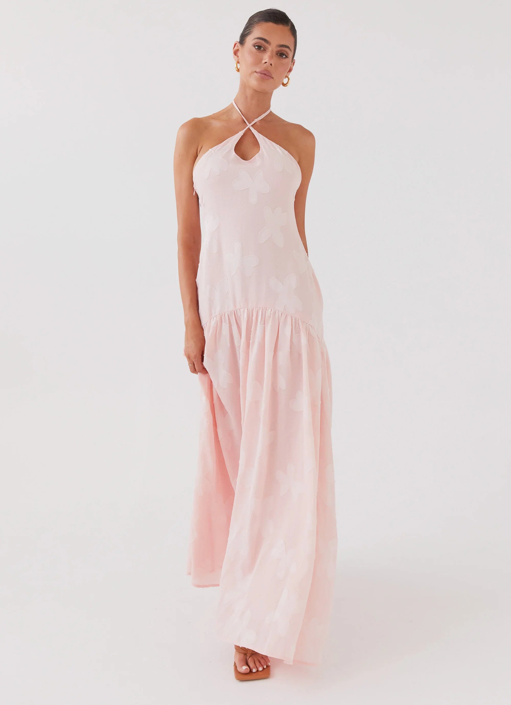 Blushed Cross Neckline Maxi Dress Pink Petal
