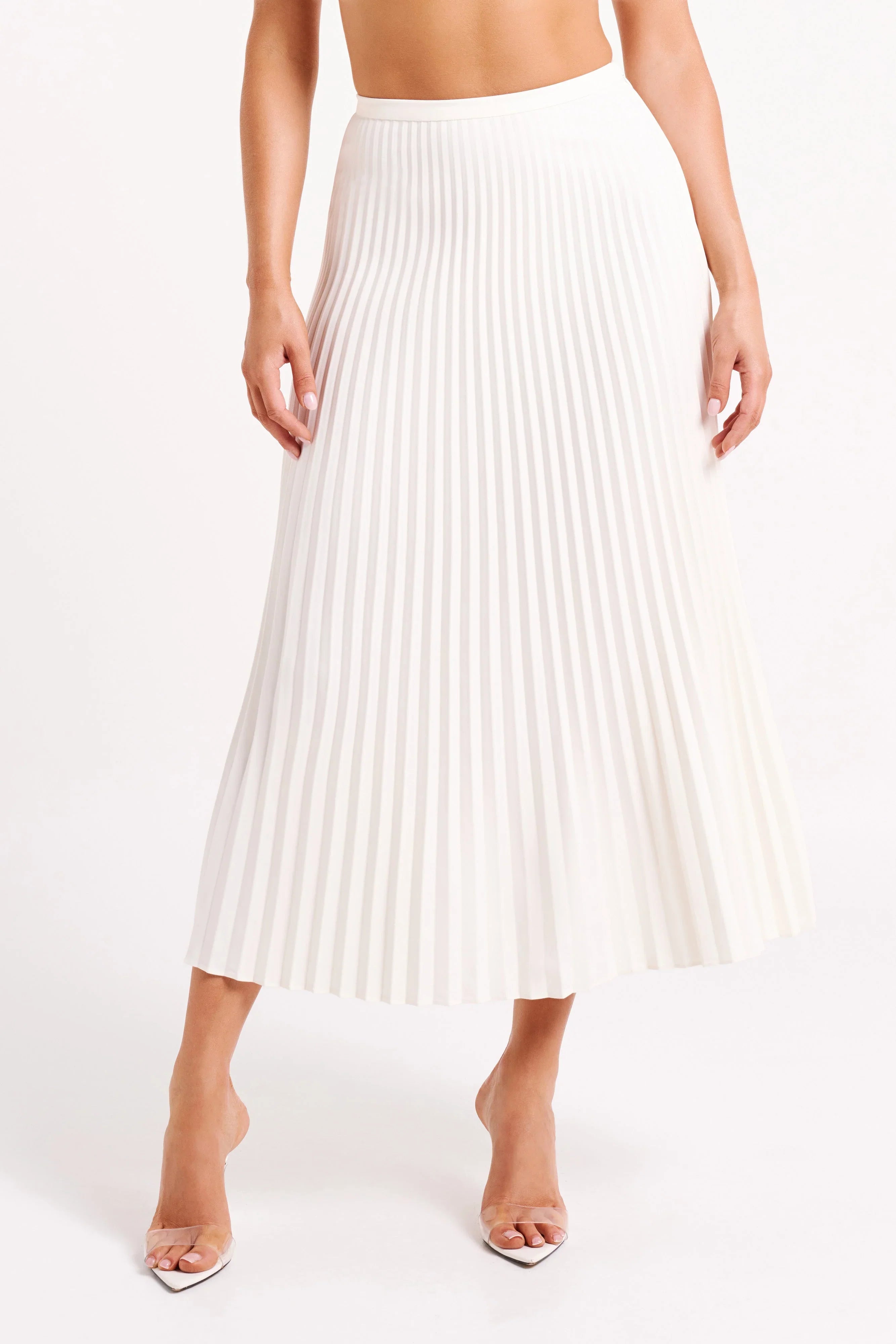 Twyla Pleated Suiting Maxi Skirt Ivory