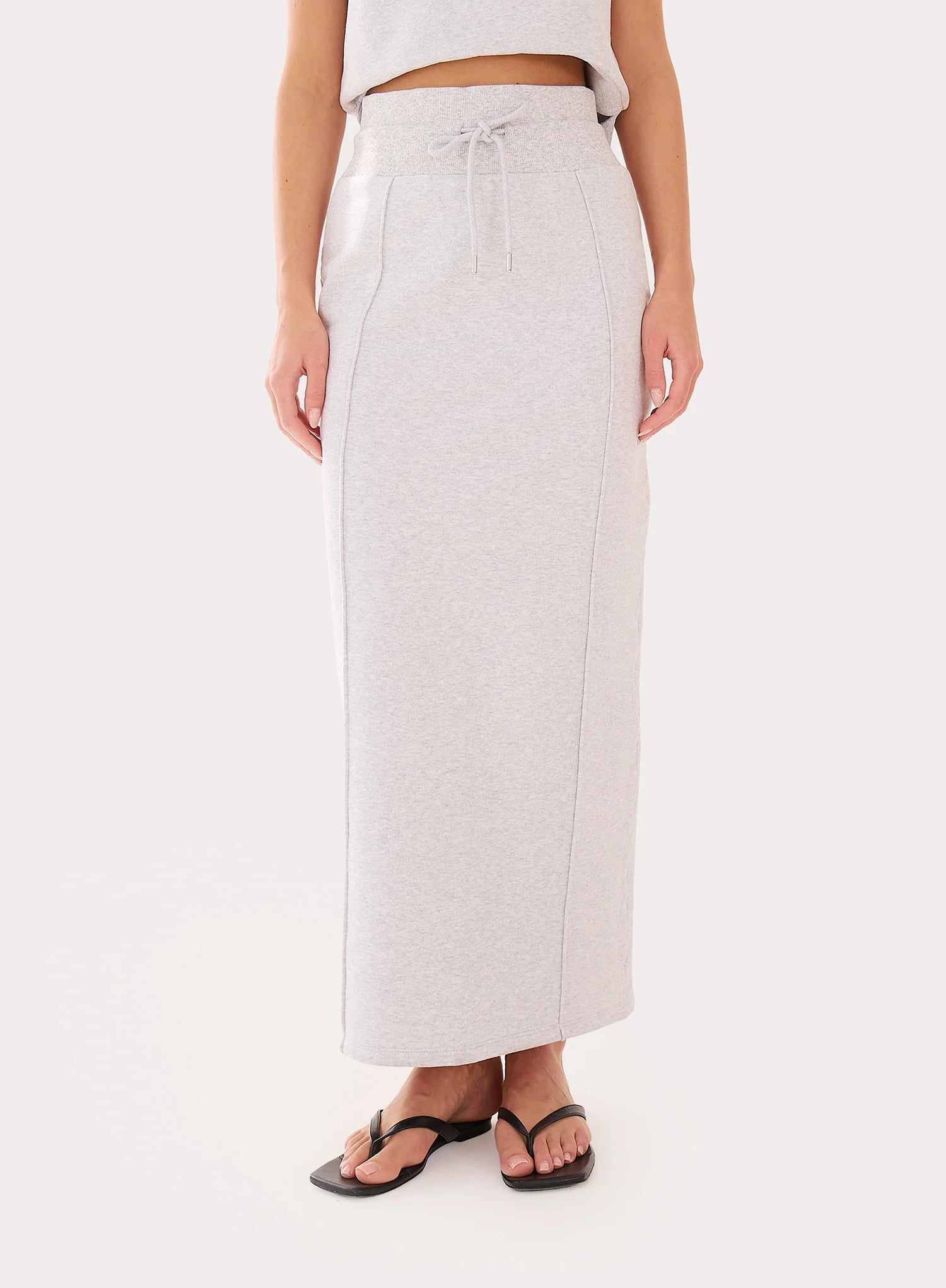 Light Grey Cotton Maxi Sweat Skirt