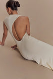 Katerina Scuba Jersey Cut Out Maxi Dress Ivory