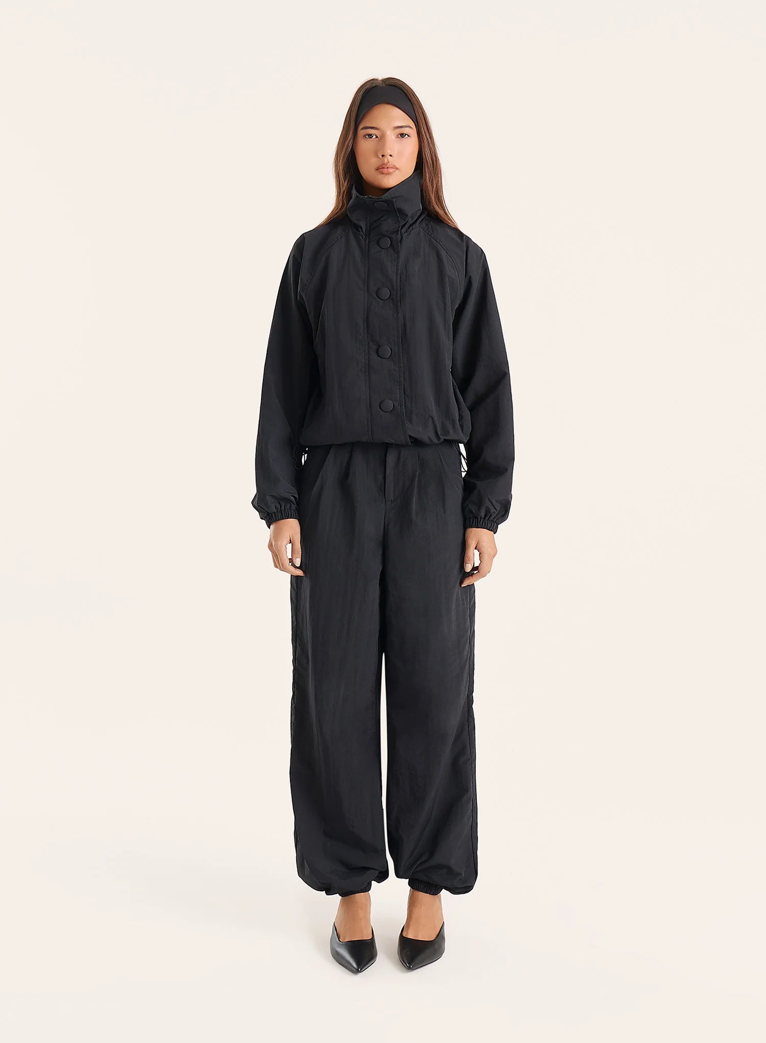 Black Balloon Leg Parachute Joggers