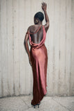 Yvette Slip Maxi Dress With Asymmetrical Hem Brown Cherry