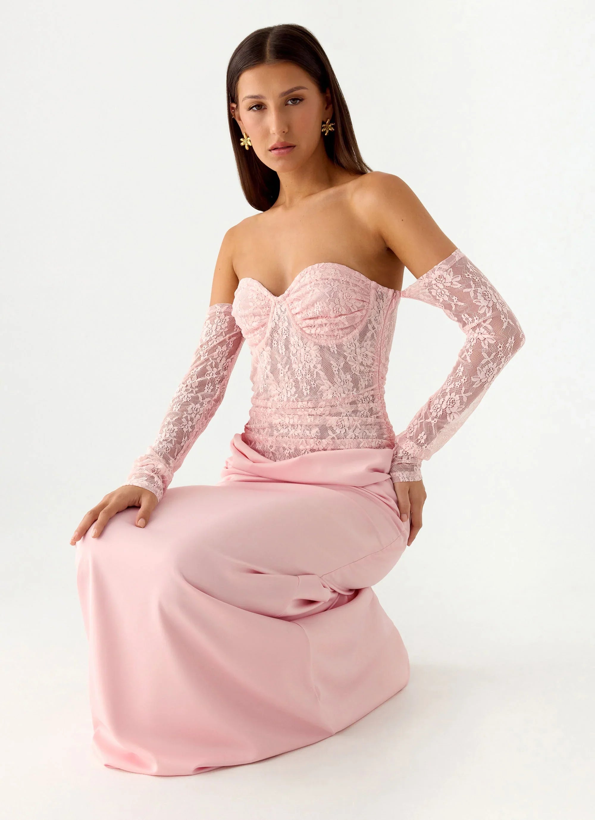 Kaina Off Shoulder Maxi Dress Pink