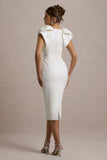 Aubrie Ecru Midi Dress With Bow Details