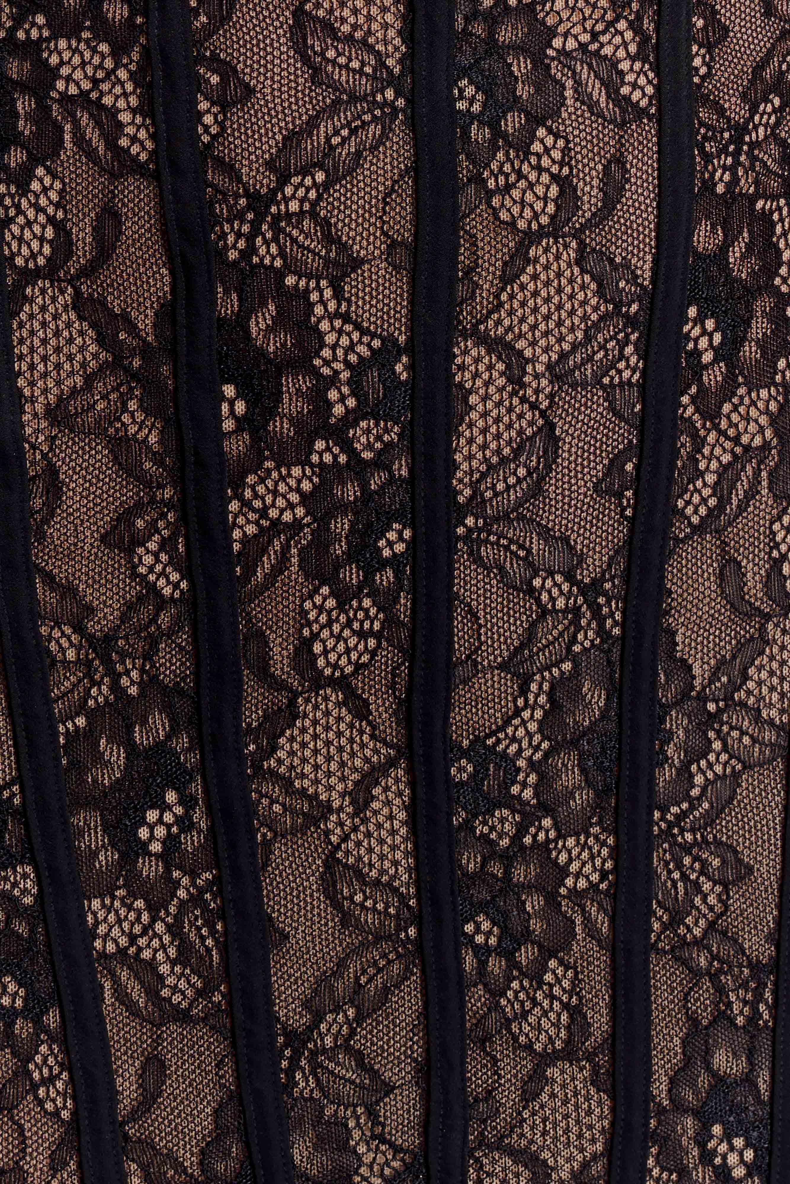 Jeannette Panelled Lace Mini Dress Black