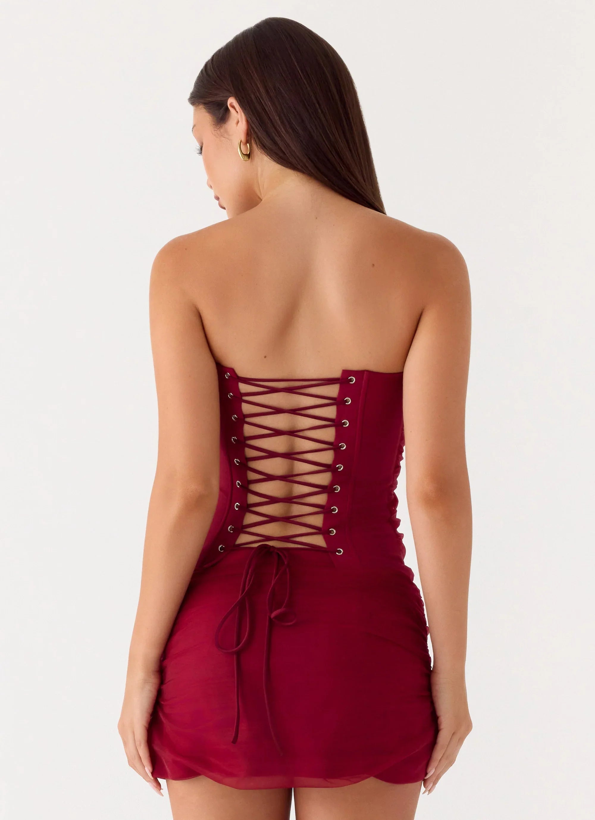 Atenea Organza Mini Skirt Deep Red