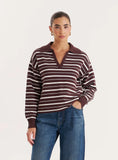 Brown And White Stripe Knitted Rugby Top