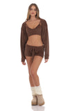 Open Fuzzy Cardigan in Brown