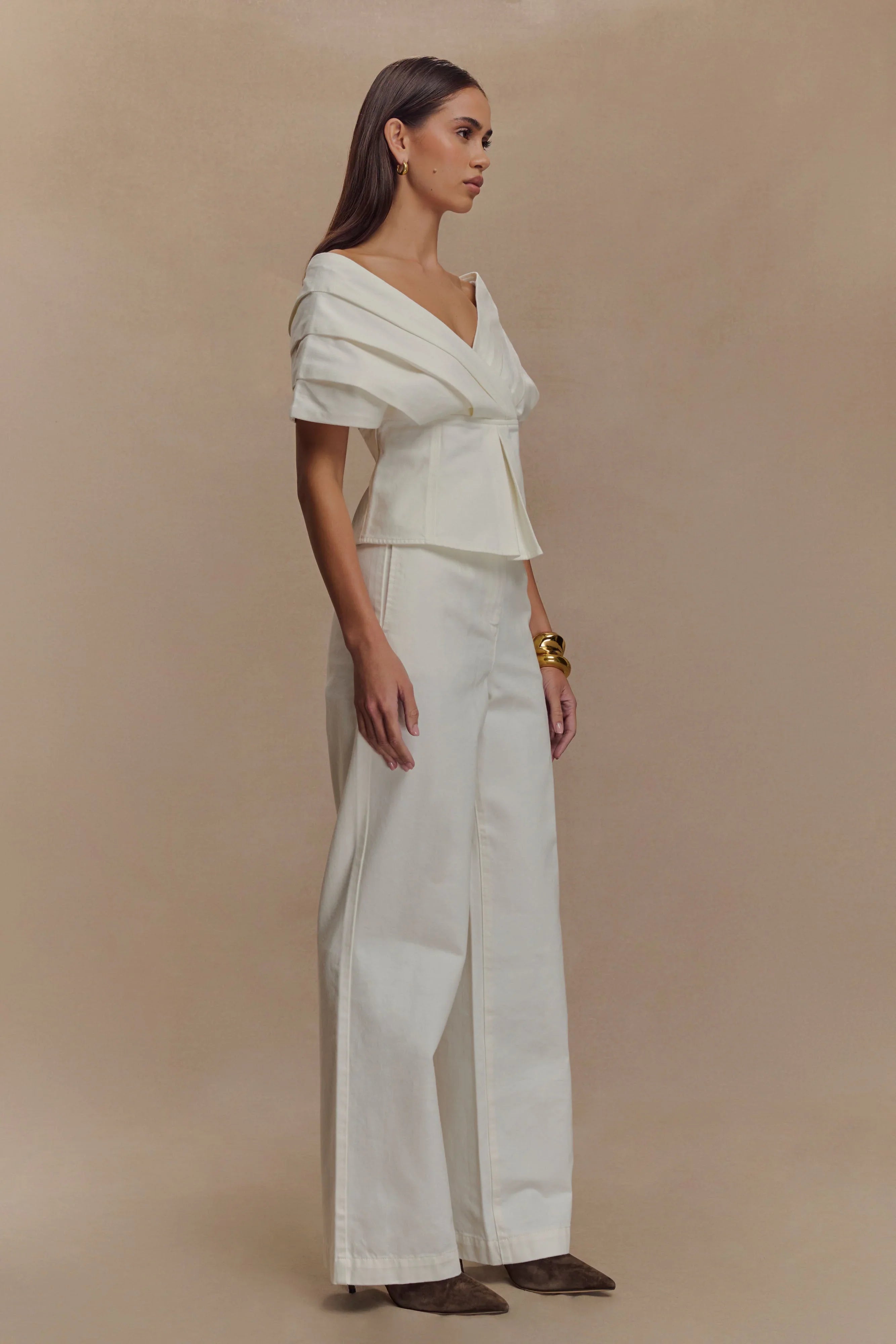 Rayne Off Shoulder Denim Top White