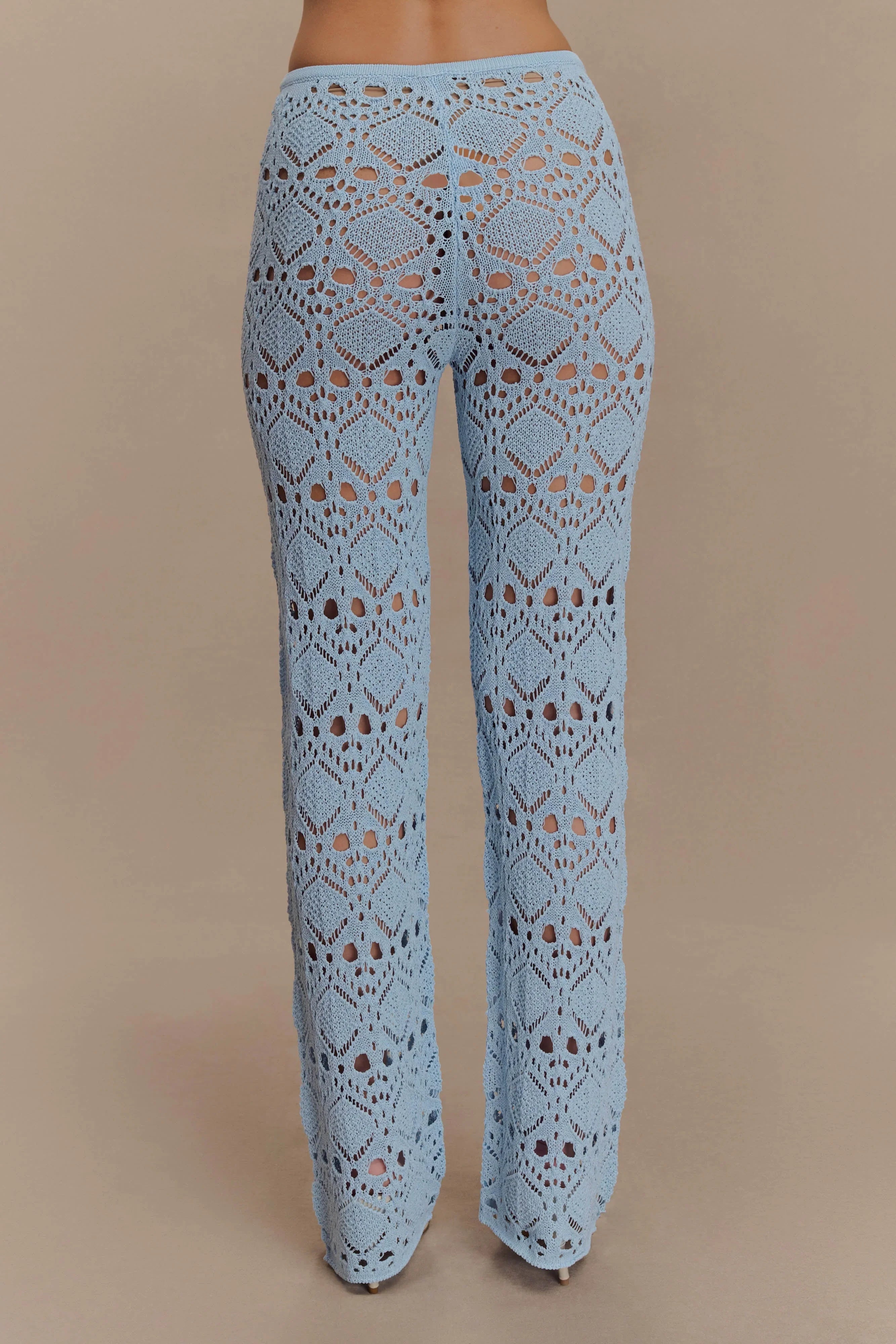 Trena Crochet Knit Pants Sky Blue