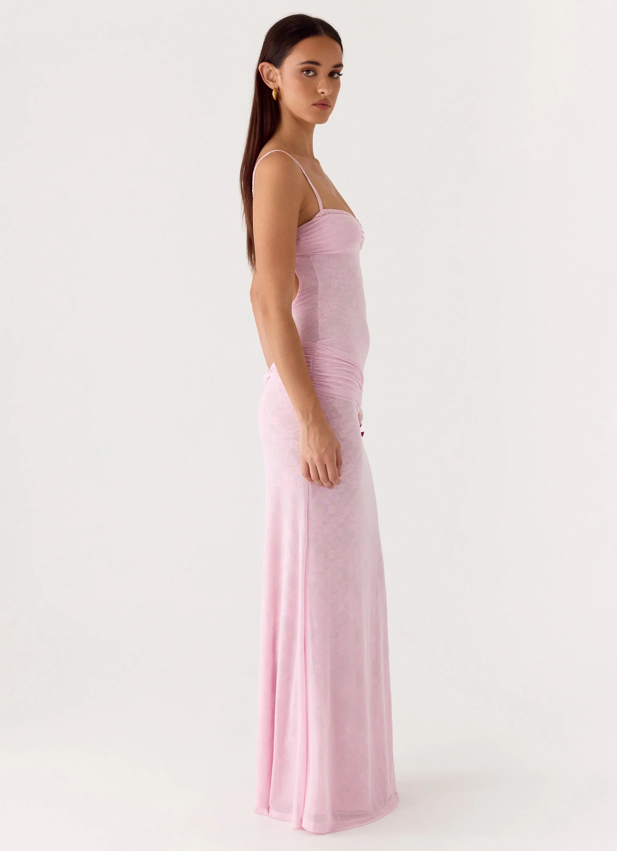 Natty Lace Mesh Maxi Dress Petal Pink