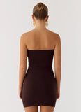 Leroy Button Mini Dress Chocolate