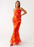 Under The Pagoda Maxi Dress Orange Floral