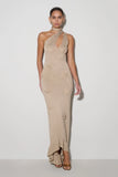 Celestino Floral Metallic Knit Maxi Dress Gold