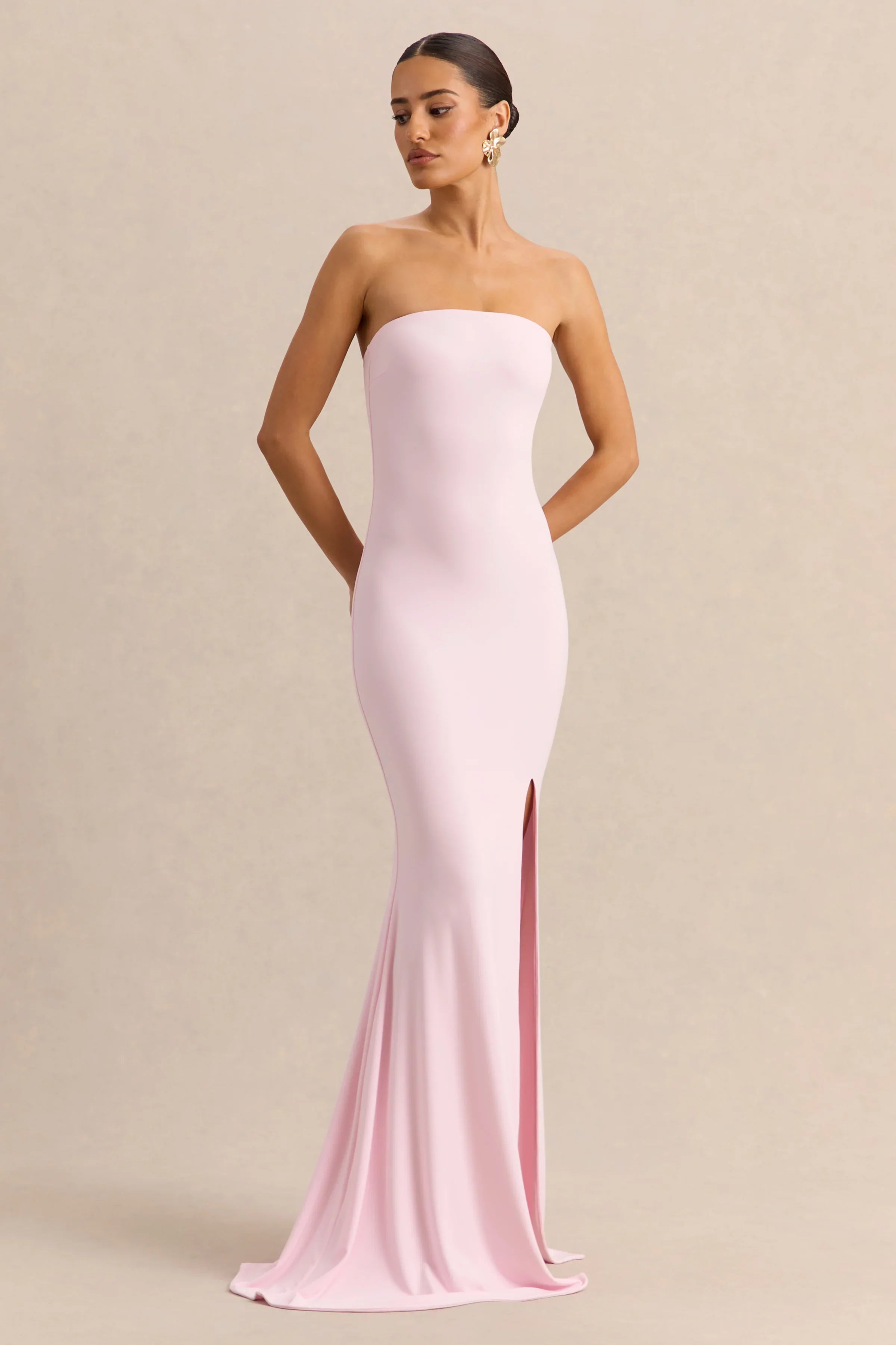 Melva Light Pink Bandeau Maxi Dress