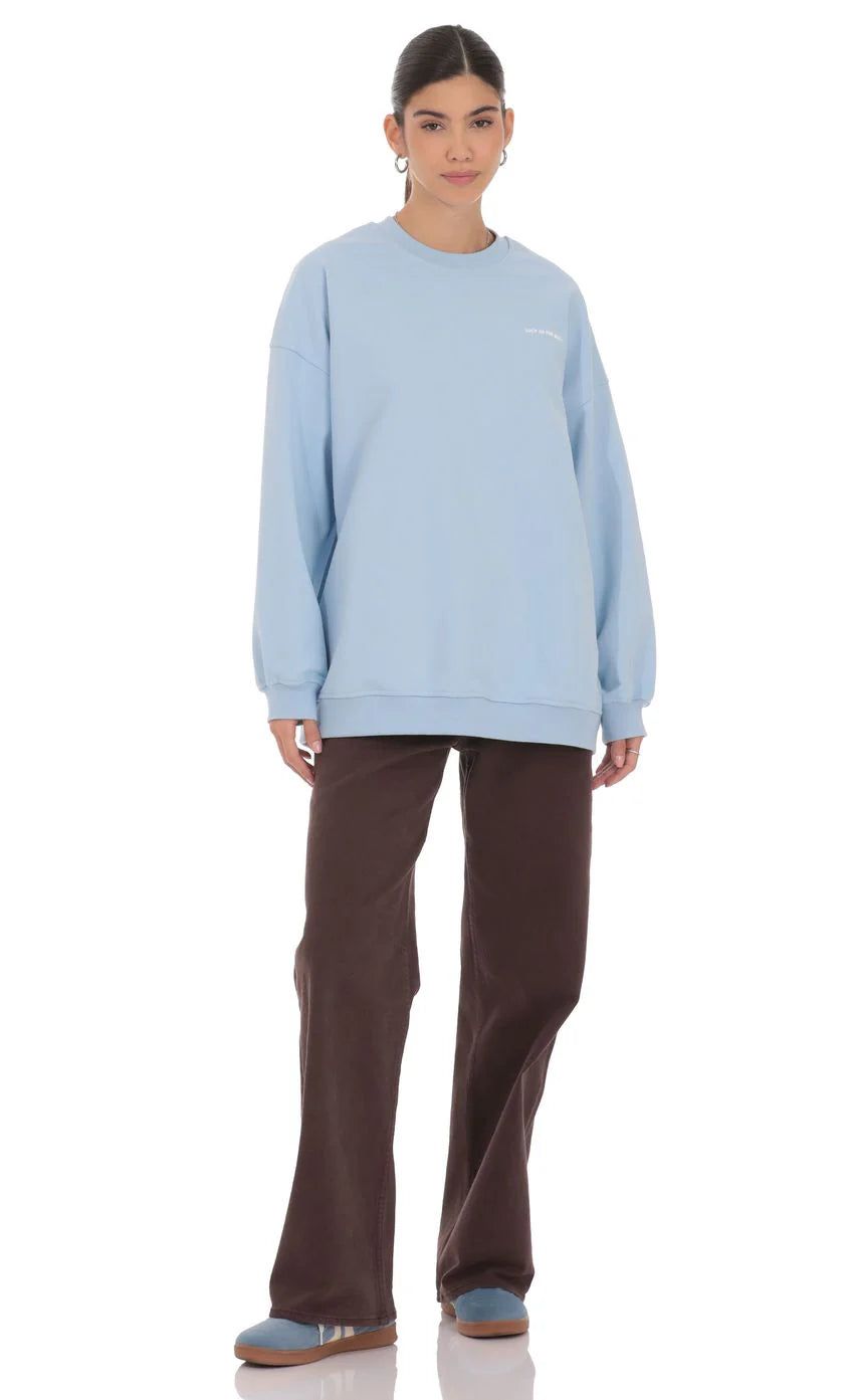 Lucy Oversized Crewneck in Blue