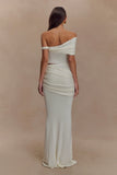 Irene Gathered Knit Maxi Skirt Ivory