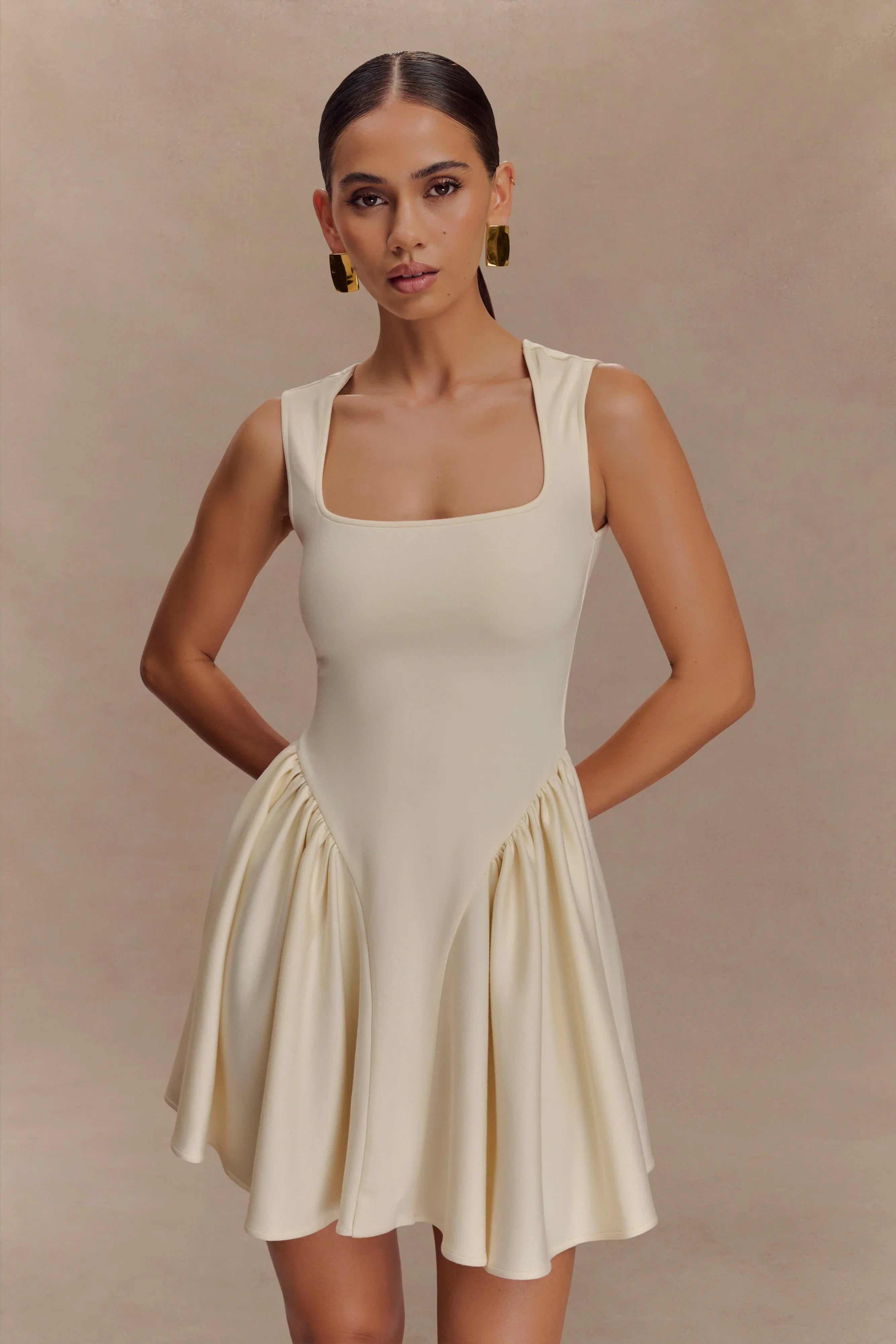 Sharon Scuba Jersey Mini Dress Ivory