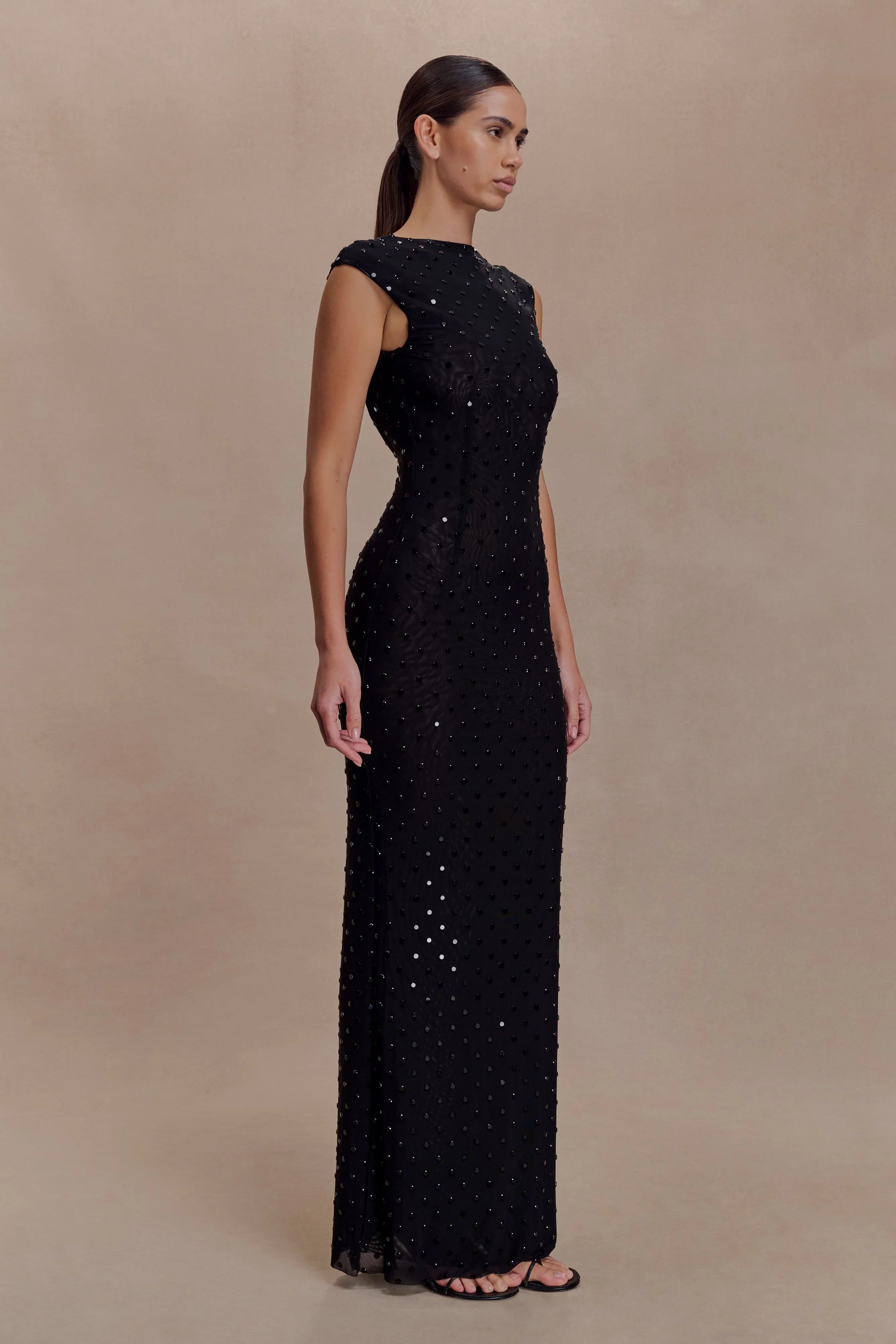 Samara Sleeveless Diamante Maxi Dress Black