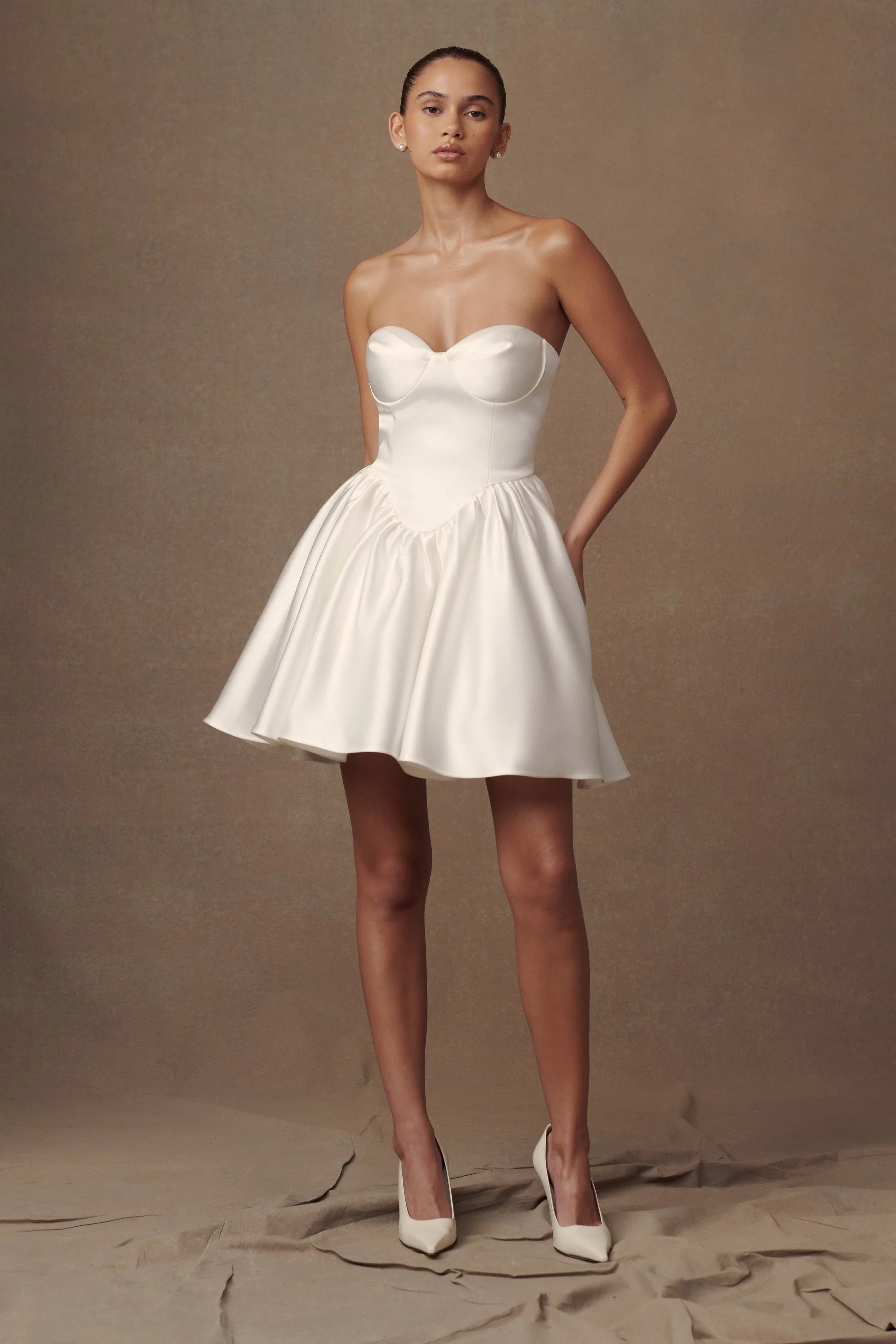Hollie Structured Corset Mini Dress White