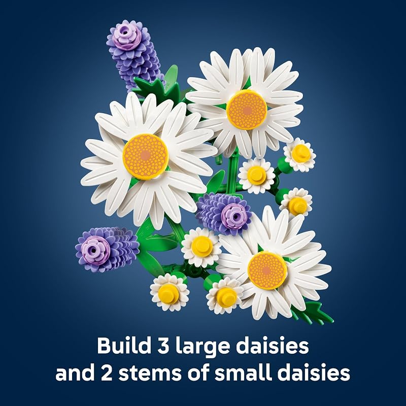 LEGO Botanicals Daisies Building Toy Artificial Flowers Crafting Kit for Girls Boys Ages 9 Kids Room Decor for Book Shelf or Desk Gift Idea for Birthdays 11508
