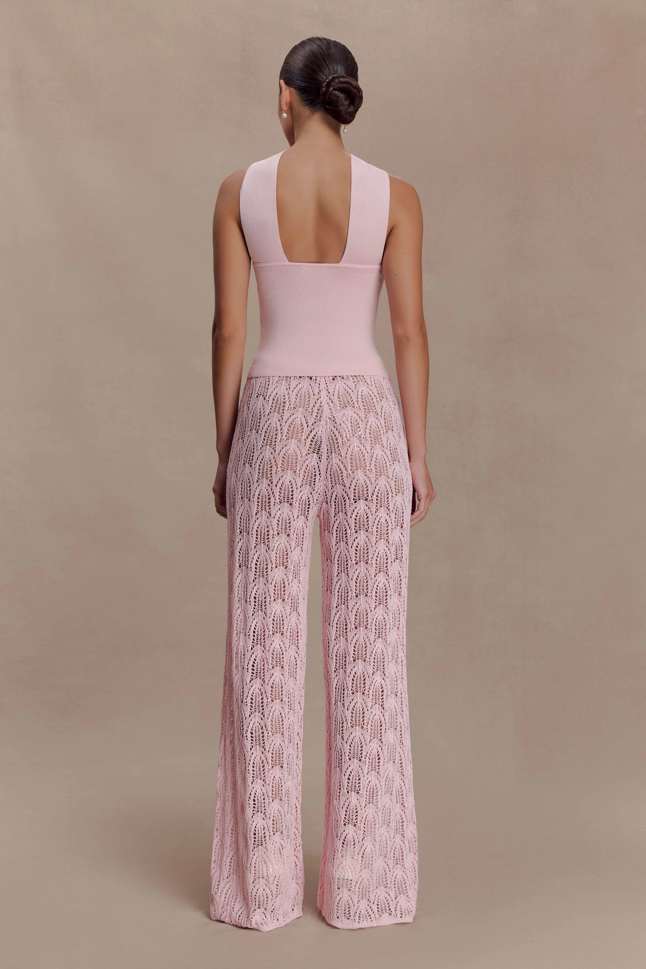 Angelika Twist Front Knit Top Baby Pink