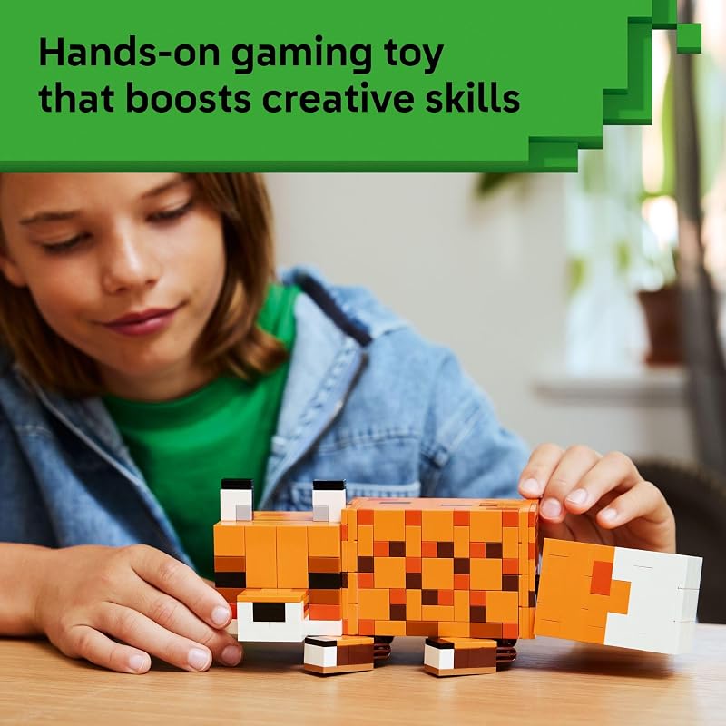 LEGO Minecraft The Fox Building Pretend Play Toy for Boys Girls Poseable Video Game Character for Kids Ages 10 Room Decor for Gaming Fans Gift Idea for Birthdays 21588
