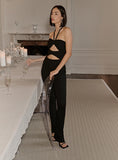 Black Cut Out Halterneck Jumpsuit