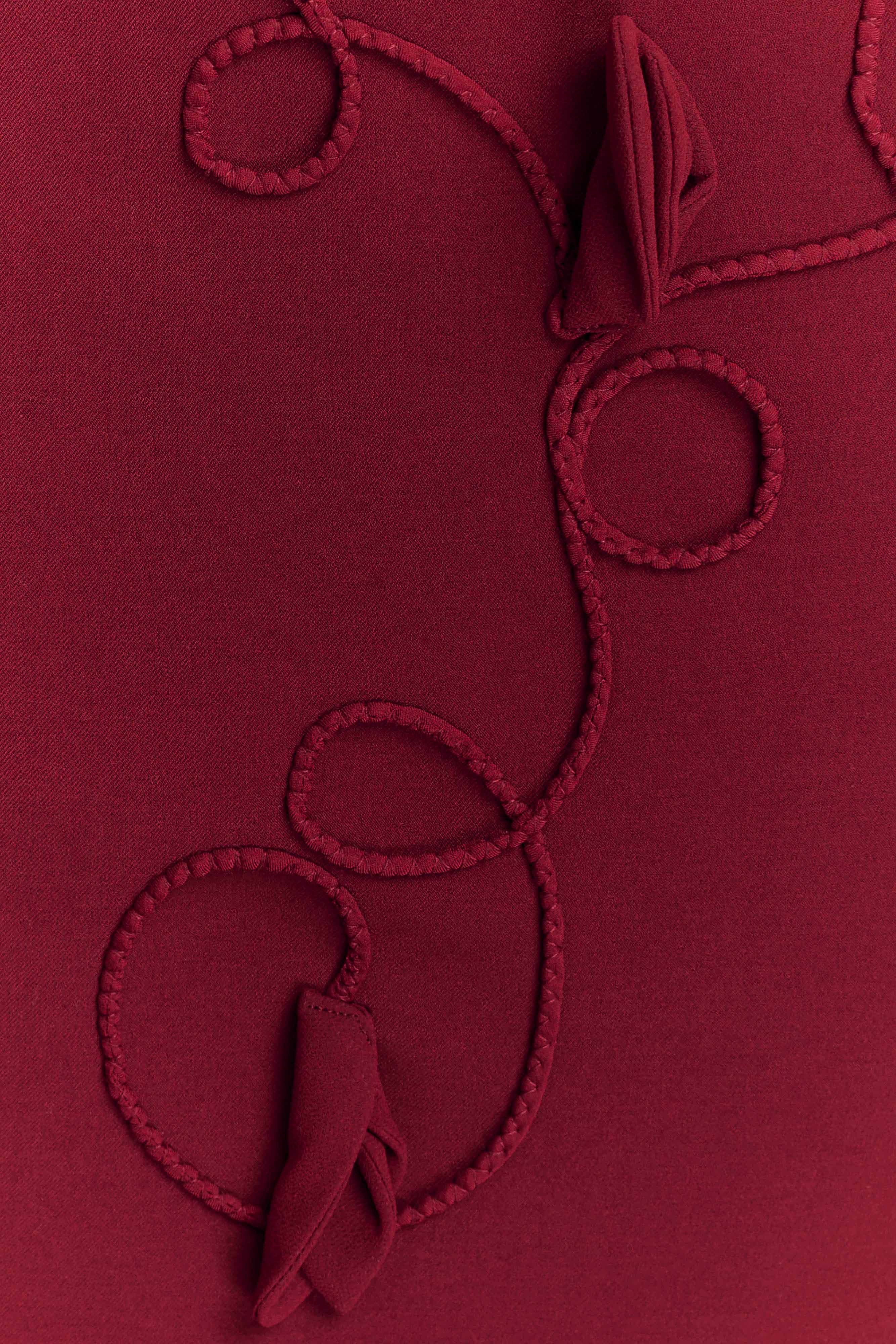 Skyler Suiting Embroidered Mini Dress Wine
