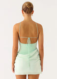 Keanu Cupro Mini Dress Aqua