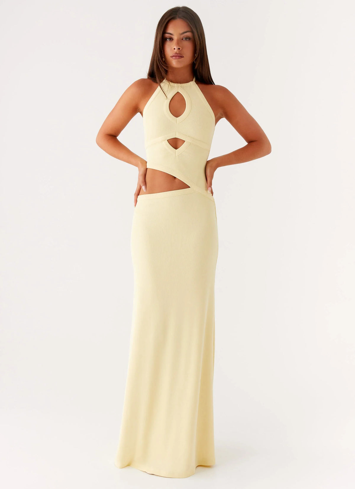 Lanah Cut Out Maxi Dress Yellow