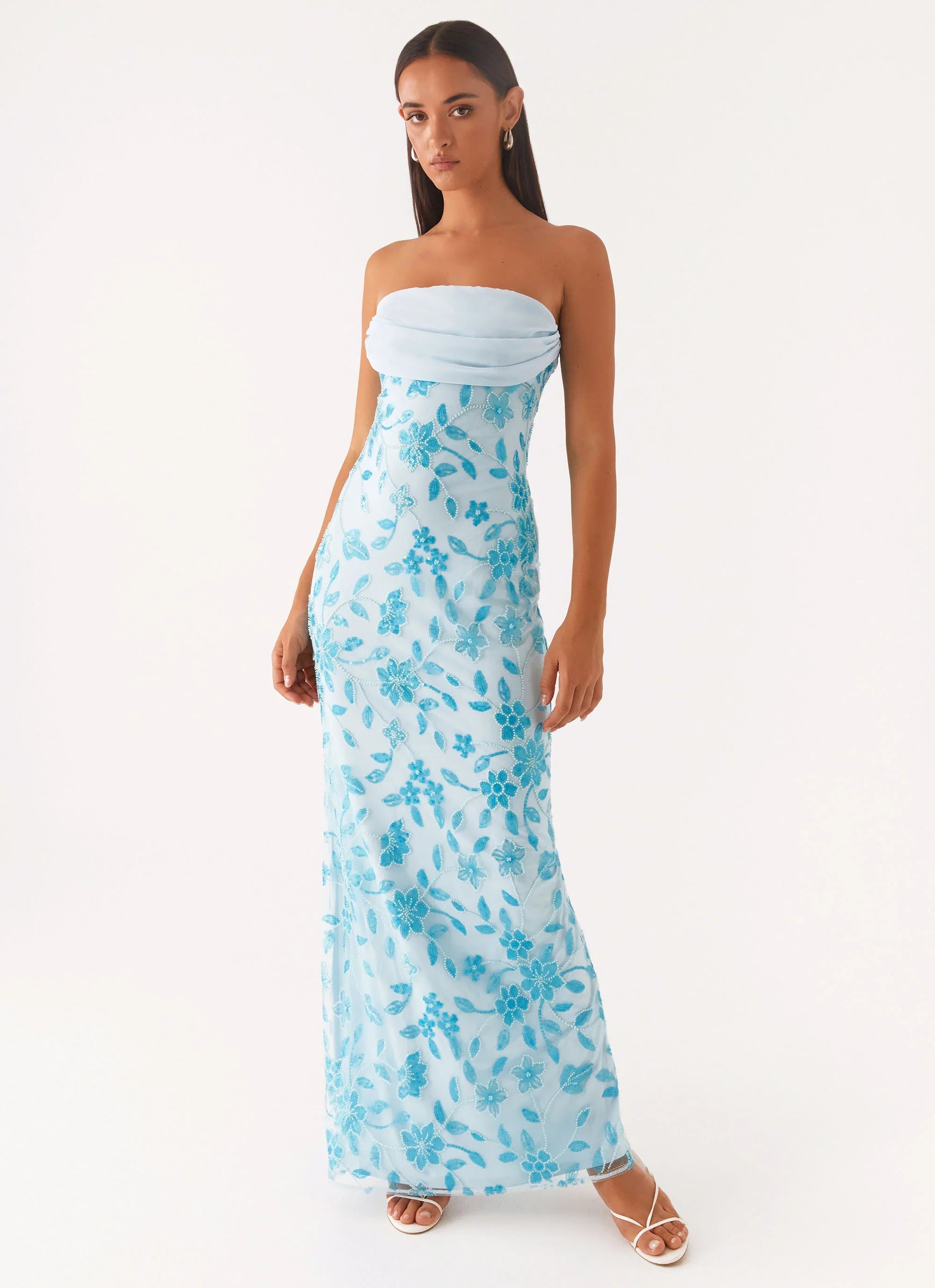 Prism Beaded Maxi Dress Blue