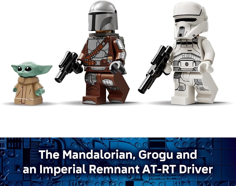 LEGO Star Wars AT RT Attack Building Toy for Boys Girls Ages 7 with The Mandalorian Grogu Minifigures Playset for Kids Gift for Birthdays 75444