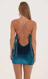 Velvet Halter Dress in Turquoise