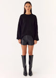 Oslo Faux Leather Mini Shorts Black