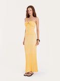 Yellow Stripe Knitted Bandeau Maxi Dress