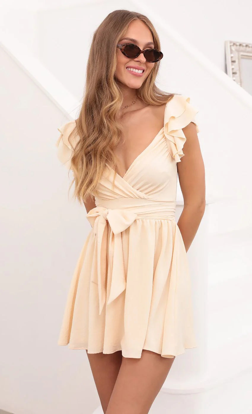 Ruffle Sleeve Dress in Desert