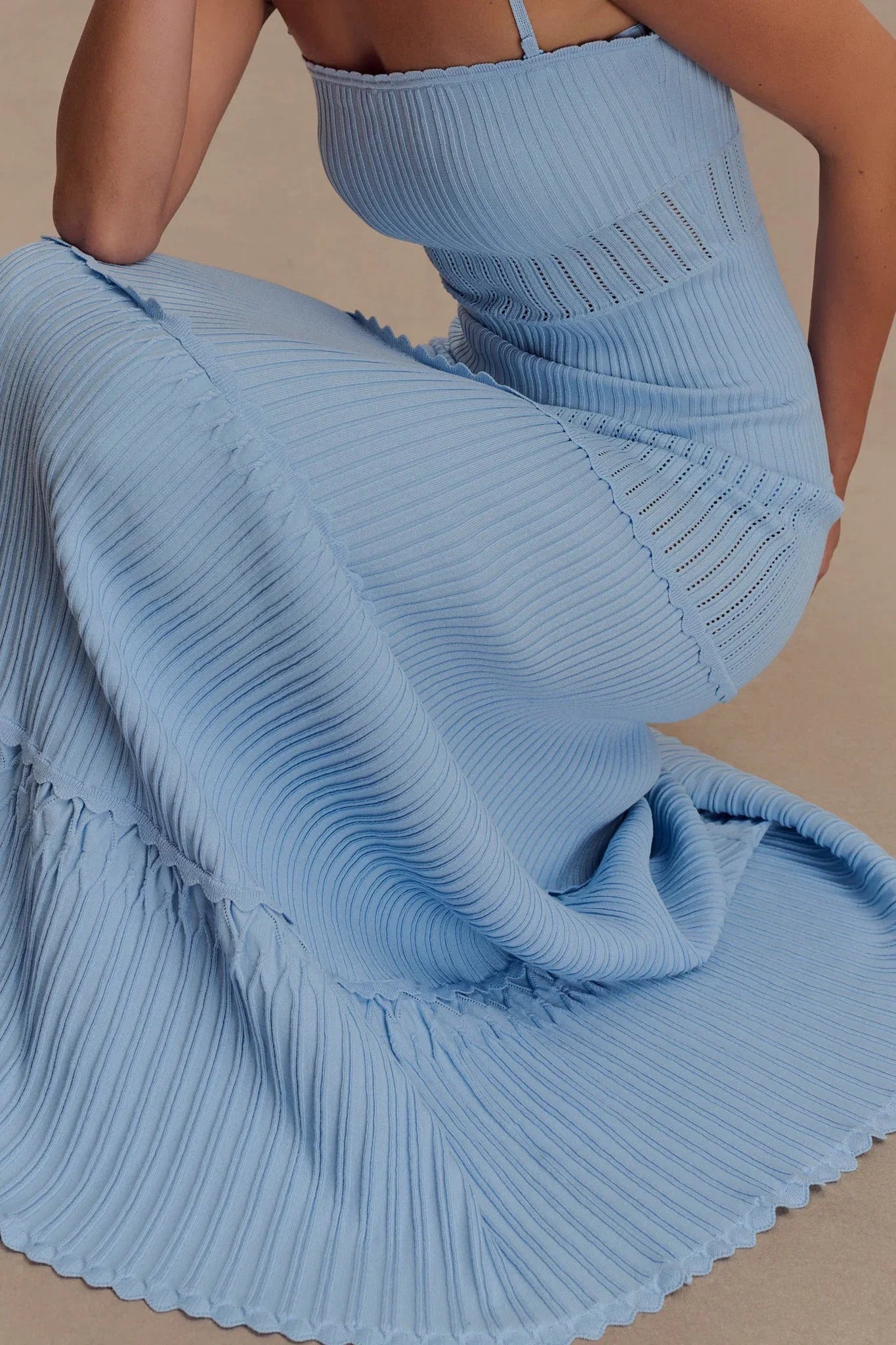Finley Pointelle Knit Maxi Dress Cornflower Blue