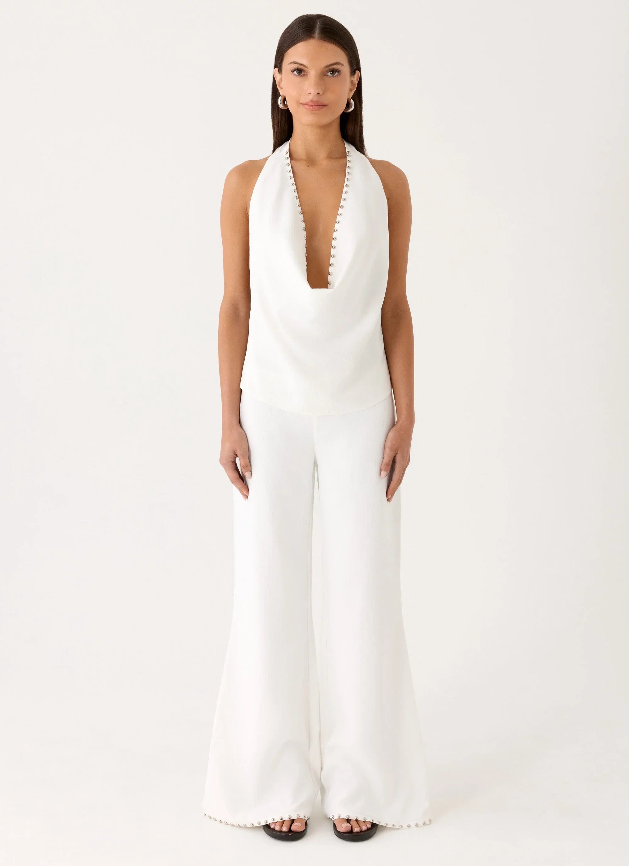 Ashika Studded Pants White