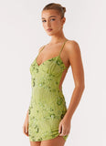Vietta Sequin Cami Micro Mini Dress Lime