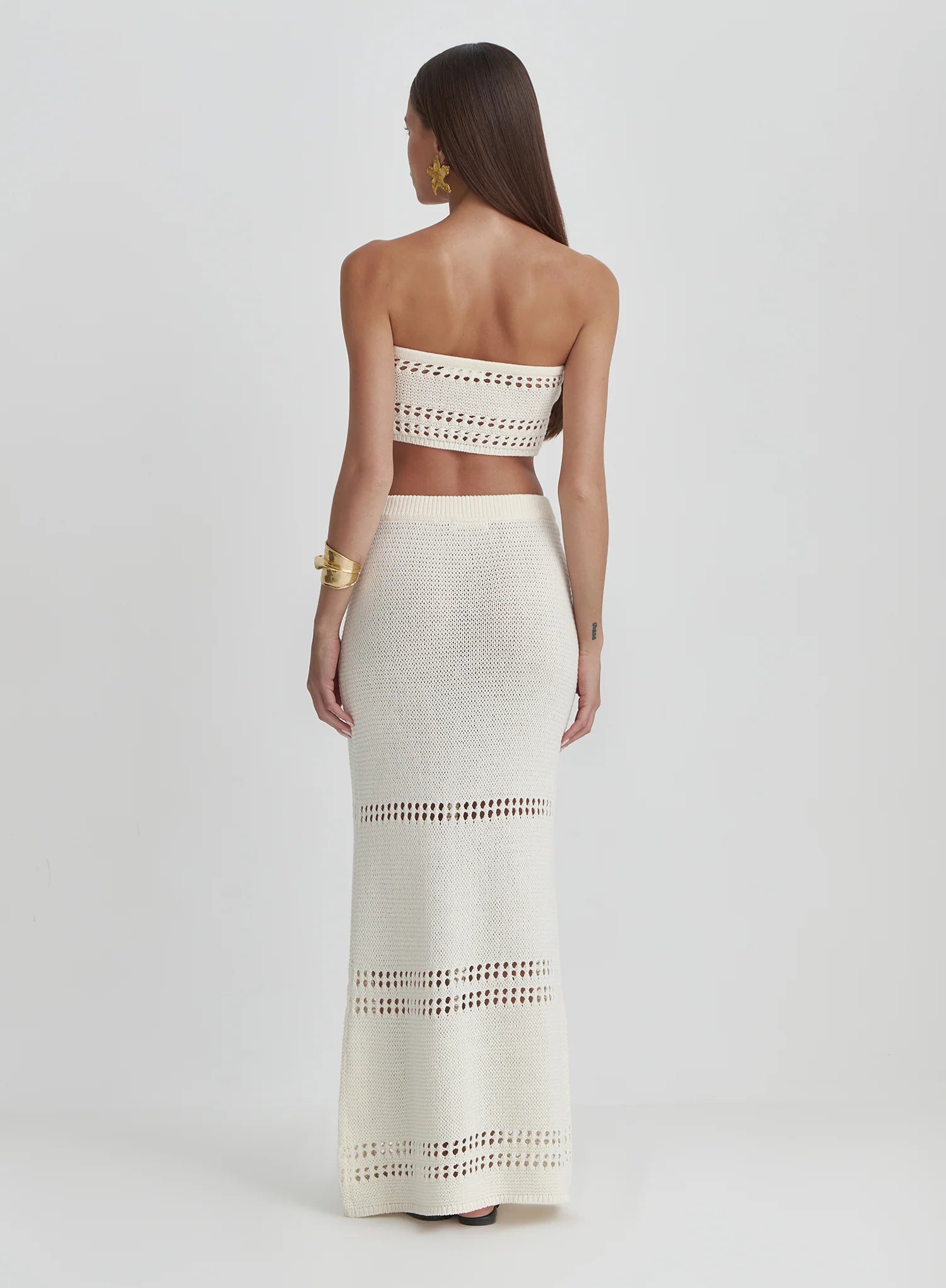 Cream Knitted Maxi Skirt