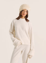 Ecru Wide Cuff Sleeved Knitted Jumper
