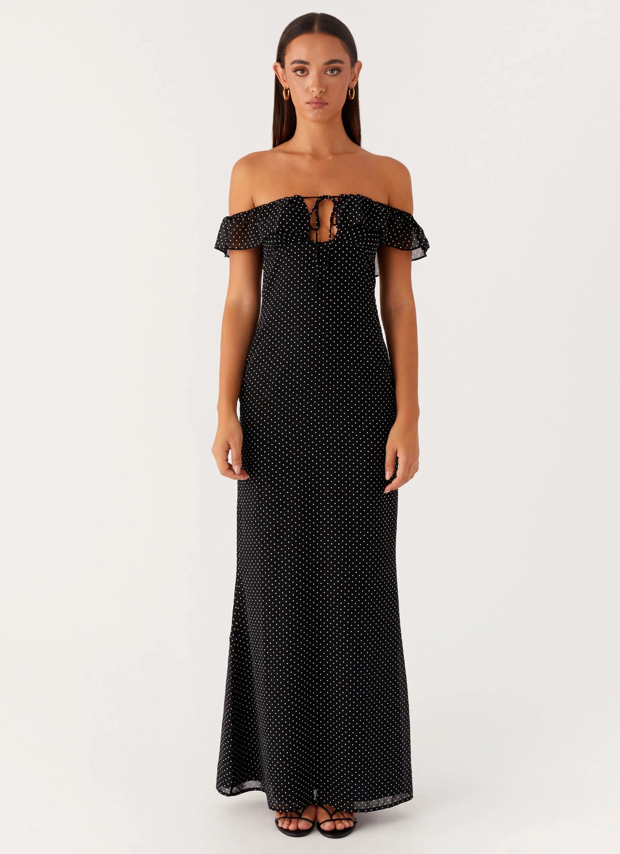 Scarlet Cherry Maxi Dress Black Polka Dot