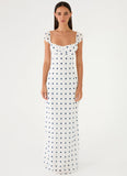 Roma Notte Maxi Dress Porcelain Blue Polka Dot
