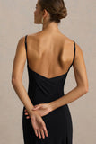 Gabbie Black Cowl Neck Maxi Dress With Mesh Back Detail