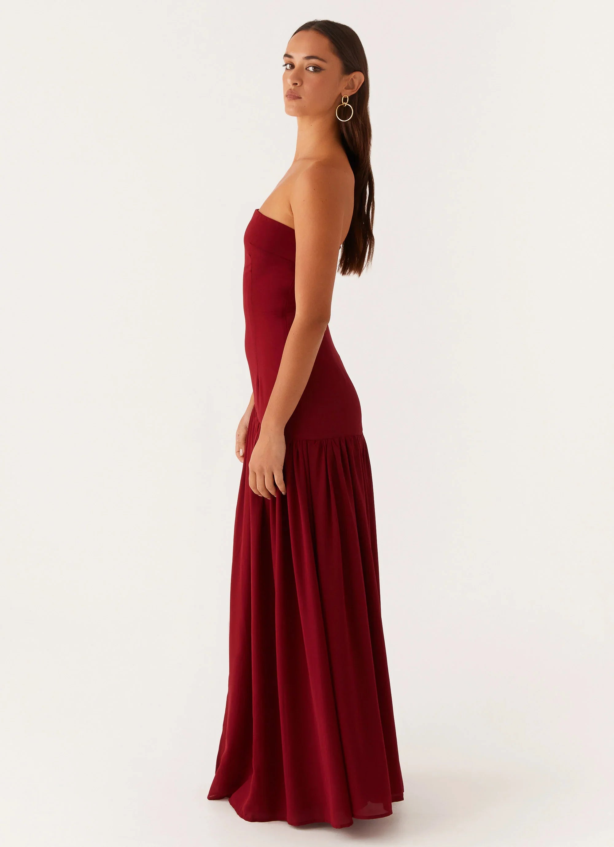 Eden Strapless Maxi Dress Maroon