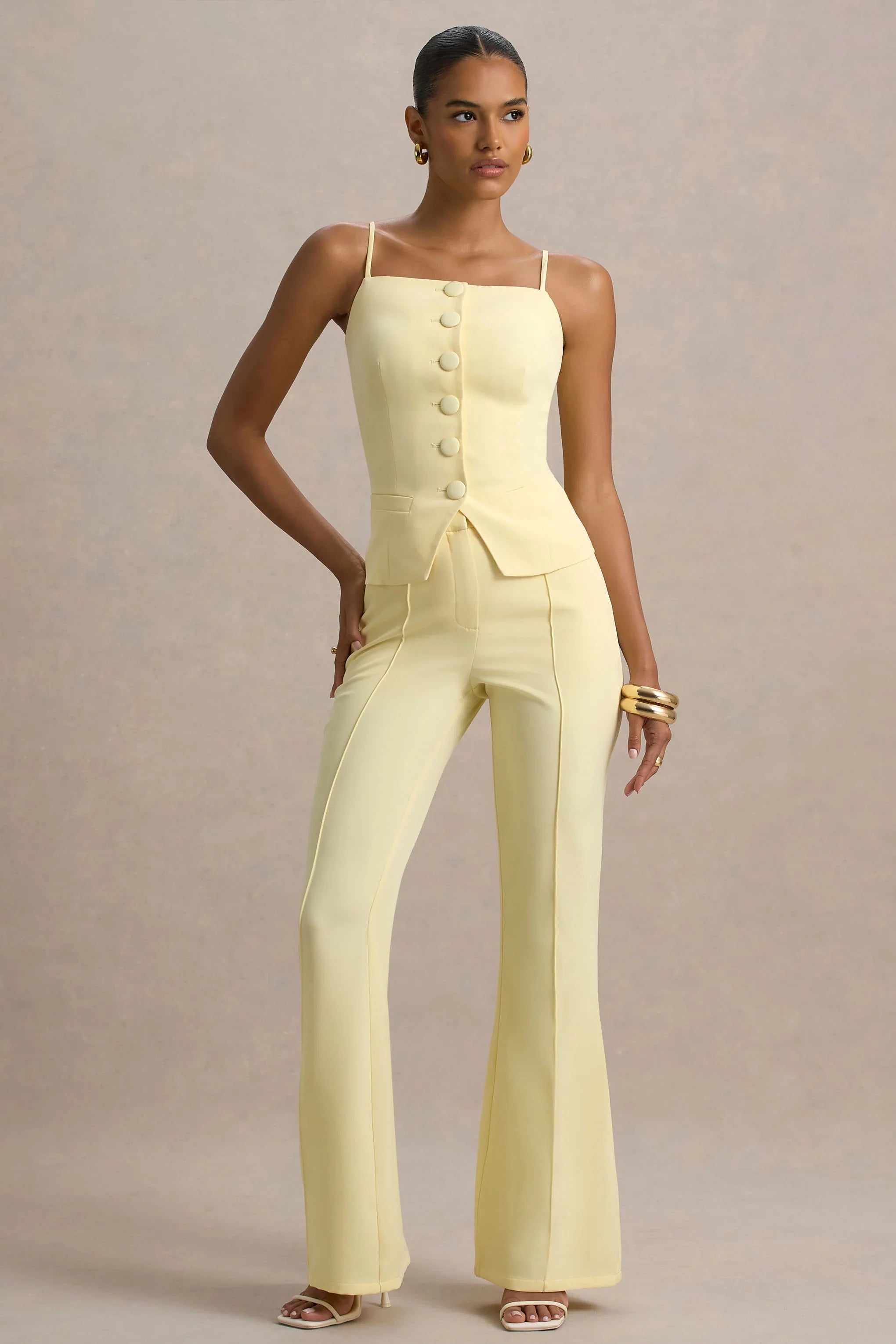 Jada Lemon Tailored Flared Leg Trousers