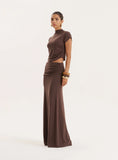 Chocolate Jersey High Neck Sleeveless Top