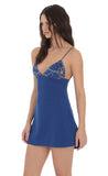 Embellished Floral Bust Dress in Blue